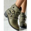 Cowl Neck Solid Top and Rivet Buckle Strap Boots Faux Crystal Chain Necklace Outfit - Vert profond S | US 4