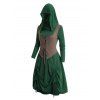 Colorblock Cinched Lace Up Hooded 2 In 1 Dress and Zip Up Buckle Strap Boots Outfit - Vert profond S | US 4