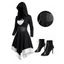 Gothic Colorblock Cut Out Lace Up Hooded Dress and Peep Toe Stiletto Heels Boots Outfit - Noir S | US 4