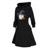 Robe à Capuche D'Halloween Ligne A Citrouille Chapeau Imprimé à Lacets à Côté - Noir XL | US 12