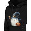 Robe à Capuche D'Halloween Ligne A Citrouille Chapeau Imprimé à Lacets à Côté - Noir XL | US 12