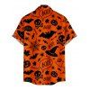 Chemise Décontractée Manches Chauve-Souris avec Imprimé Citrouille et Chauve-Souris D'Halloween pour Hommes - Orange Foncé 3XL