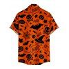 Halloween Bat Hat Pumpkin Face Print V Neck Spaghetti Strap Dress and Roll Up Sleeve Shirt Outfit - Orange Foncé S | US 4