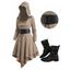 Striped Panel Knit Hooded Midi Knitted Dress and Chunky Heel Zipper Lace Up Boots Outfit - café lumière S | US 4