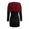 Open Shoulder Knit Foldover Top and Rivet Buckle Strap Punk Boots Hollow Out Choker Outfit - Rouge foncé S | US 4