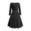 Buckle Gothic Hooded Plain Color Dress and Moon Star Bead Necklace Outfit - Noir S | US 4