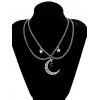 Buckle Gothic Hooded Plain Color Dress and Moon Star Bead Necklace Outfit - Noir S | US 4