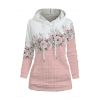 Sweat à Capuche à Carreaux Floral Gauffrage avec Poche à Cordon - Rose clair S | US 4