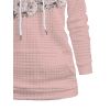 Sweat à Capuche à Carreaux Floral Gauffrage avec Poche à Cordon - Rose clair L | US 8-10