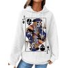 Jack of Spade Playing Cards Print Checked Embossed Hoodie Drawstring Pouch Pocket Hoodie