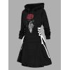 Robe à Capuche Ligne A Crâne Squelette Main Imprimée à Cordon - Noir L | US 8-10