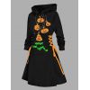 Robe à Capuche D'Halloween Ligne A Citrouille Imprimée à Lacets à Côté - Orange Foncé L | US 8-10