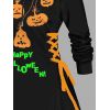 Robe à Capuche D'Halloween Ligne A Citrouille Imprimée à Lacets à Côté - Orange Foncé L | US 8-10