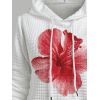 Sweat à Capuche 3D Fleur Gaufrée Imprimé avec Poche Large à Cordon - Blanc XXL | US 14