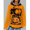 Sweat à Capuche D'Halloween Citrouille et Chauve-souris Imprimés avec Poche à Cordon - Orange Foncé M | US 6