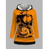 Sweat à Capuche D'Halloween Citrouille et Chauve-souris Imprimés avec Poche à Cordon - Orange Foncé S | US 4