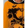 Sweat à Capuche D'Halloween Citrouille et Chauve-souris Imprimés avec Poche à Cordon - Orange Foncé S | US 4