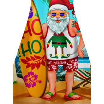 Christmas Santa Claus Surfing Print V Neck High Waist Spaghetti Strap Dress Sleeveless Summer A Line Cami Dress