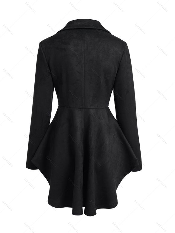 Manteau Court Zippé Décoré de Bouton Manches Longues à Col Relevé en Faux Daim - Noir XL | US 12