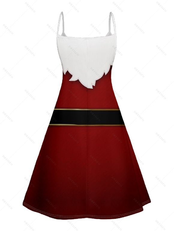 Robe D'Eté Ligne A Contrastée Ceinturée à Bretelle Fine sans Manches à Col V - Rouge foncé M | US 6