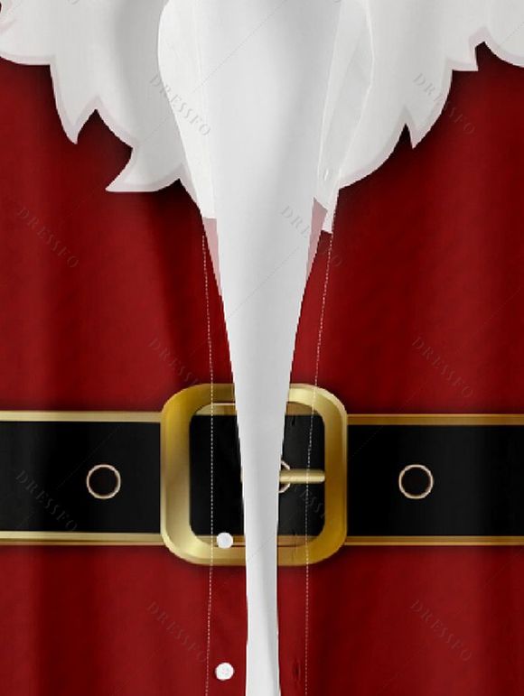 Chemise Décontractée Ceinture avec Manches Roulées et à Imprimé pour Hommes - Rouge foncé 4XL