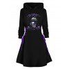 Robe à Capuche D'Halloween Ligne A Crâne Coupe à Lacets à Côté - Noir XXL | US 14