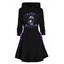 Robe à Capuche D'Halloween Ligne A Crâne Coupe à Lacets à Côté - Noir XL | US 12