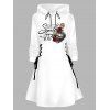 Robe à Capuche Ligne A D'Halloween Rose Crâne à Lacets à Côté - Blanc M | US 6