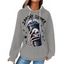 Sweat à Capuche D'Halloween Rose Chauve-souris Lettre Slogan Imprimés avec Poche à Cordon - Gris Clair XXL | US 14