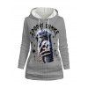 Sweat à Capuche D'Halloween Rose Chauve-souris Lettre Slogan Imprimés avec Poche à Cordon - Gris Clair XXL | US 14