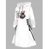 Robe à Capuche Ligne A D'Halloween Rose Crâne à Lacets à Côté - Blanc XL | US 12