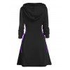 Robe à Capuche D'Halloween Ligne A Crâne Coupe à Lacets à Côté - Noir L | US 8-10