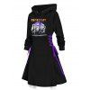 Robe à Capuche D'Halloween de Soirée Linge A Fantôme Imprimé à Lacets à Côté - Noir XL | US 12