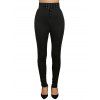 Contrast Color Skew Neck Belt Top and Rivet Decor Jogger Pants Life Tree Hoop Drop Earrings Outfit - Vert profond S | US 4