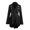 Solid Zipper Up Button Decor Turn Down Collar Coat and Rivet Decor Women Jogger Pants Outfit - Noir S | US 4