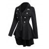 Solid Zipper Up Button Decor Turn Down Collar Coat and Rivet Decor Women Jogger Pants Outfit - Noir S | US 4