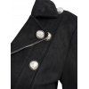 Solid Zipper Up Button Decor Turn Down Collar Coat and Rivet Decor Women Jogger Pants Outfit - Noir S | US 4