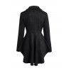 Manteau Court Zippé Décoré de Bouton Manches Longues à Col Relevé en Faux Daim - Noir L | US 8-10