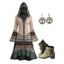 Elk Snowflake Tribal Pattern Knit High Low Dress and Zip Up Chunky Punk Boots Life Tree Drop Earrings Outfit - Abricot S | US 4