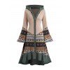 Elk Snowflake Tribal Pattern Knit High Low Dress and Zip Up Chunky Punk Boots Life Tree Drop Earrings Outfit - Abricot S | US 4