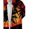 Chemise Décontractée Boutonnée Arbre et Coucher du Soleil Imprimés à Manches Courtes - Orange 4XL