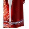 Chemise Décontractée Sapin de Noël Imprimé Boutonnée à Manches Courtes à Paillettes - Rouge foncé 5XL