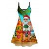 Christmas Santa Claus Surfing Print V Neck Spaghetti Strap Dress and Roll Up Sleeve Shirt Resort Outfit - Orange S | US 4