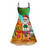 Christmas Santa Claus Surfing Print V Neck Spaghetti Strap Dress and Roll Up Sleeve Shirt Resort Outfit - Orange S | US 4