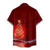 Christmas Tree Glitter Print V Neck High Waist Spaghetti Strap Dress and Roll Up Sleeve Shirt Outfit - Rouge foncé S | US 4