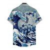 Cartoon Sea Cat Print V Neck Spaghetti Strap Dress and Roll Up Sleeve Shirt Outfit - Bleu clair S | US 4