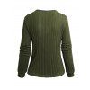 Haut Asymétrique en Tricot Côtelé Tordu en Couleur Unie à Manches Longues à Col V - Vert profond S | US 4