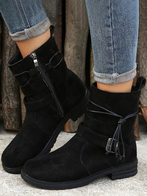 Hooded Cable Knit Arm Sweater Dress Set and Lace Up Corset Belt Lace Up Ankle Boots Hollow Out Earrings Outfit - Noir S | US 4