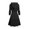 Hooded Cable Knit Arm Sweater Dress Set and Lace Up Corset Belt Lace Up Ankle Boots Hollow Out Earrings Outfit - Noir S | US 4