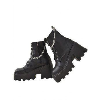 Chain Decor Chunky Sole Black British Style Martin Boots Punk Short Motorcycle Boots